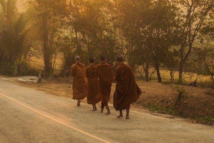 Buddhist monks alms round